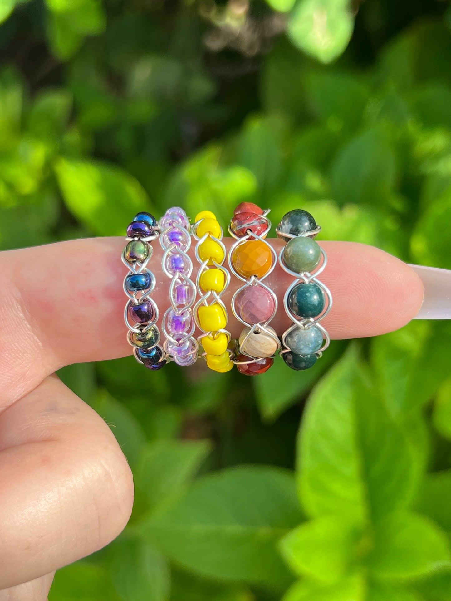 Mookaite Jasper Braided Wire Wrapped Ring