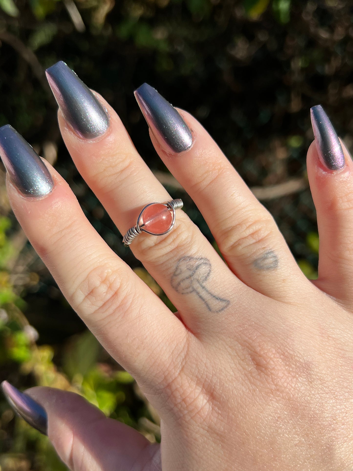 Strawberry Quartz Wire Wrapped Ring