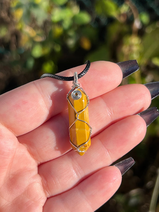 Mookaite Jasper Double Terminated Wire Wrapped Pendant