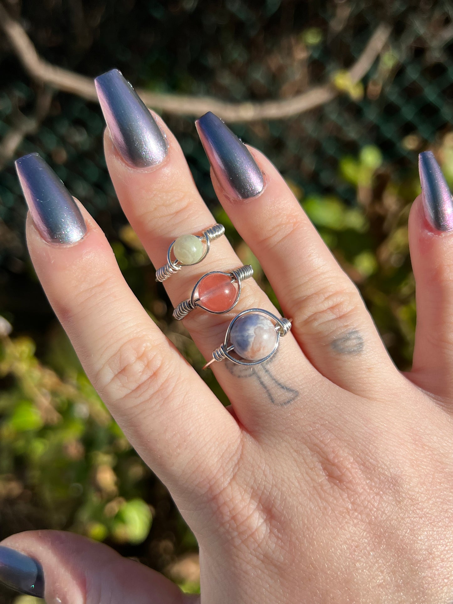 Strawberry Quartz Wire Wrapped Ring