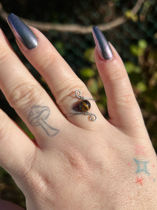 Tiger’s Eye Wire Wrapped Ring