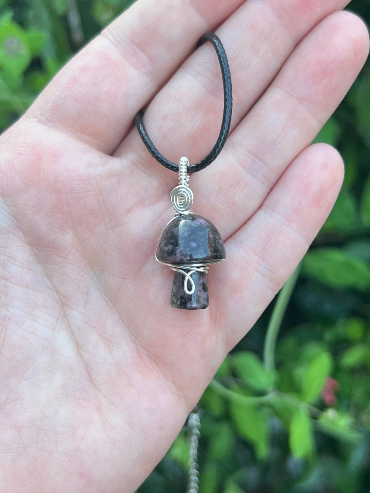 Mini Rhodonite Mushroom Pendant