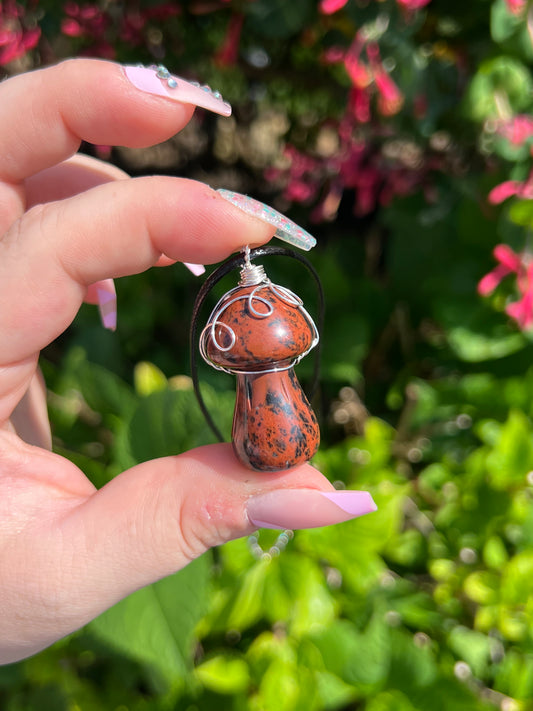 Mahogany Obsidian Mushroom Pendant