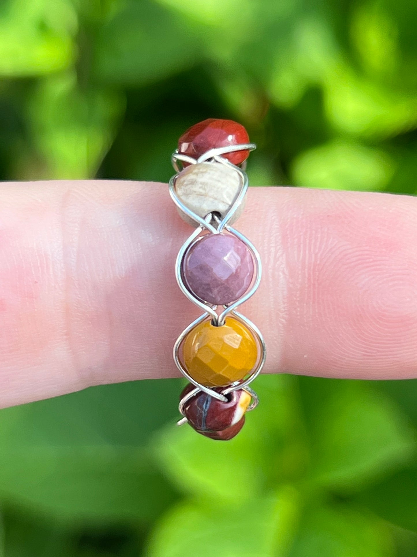 Mookaite Jasper Braided Wire Wrapped Ring